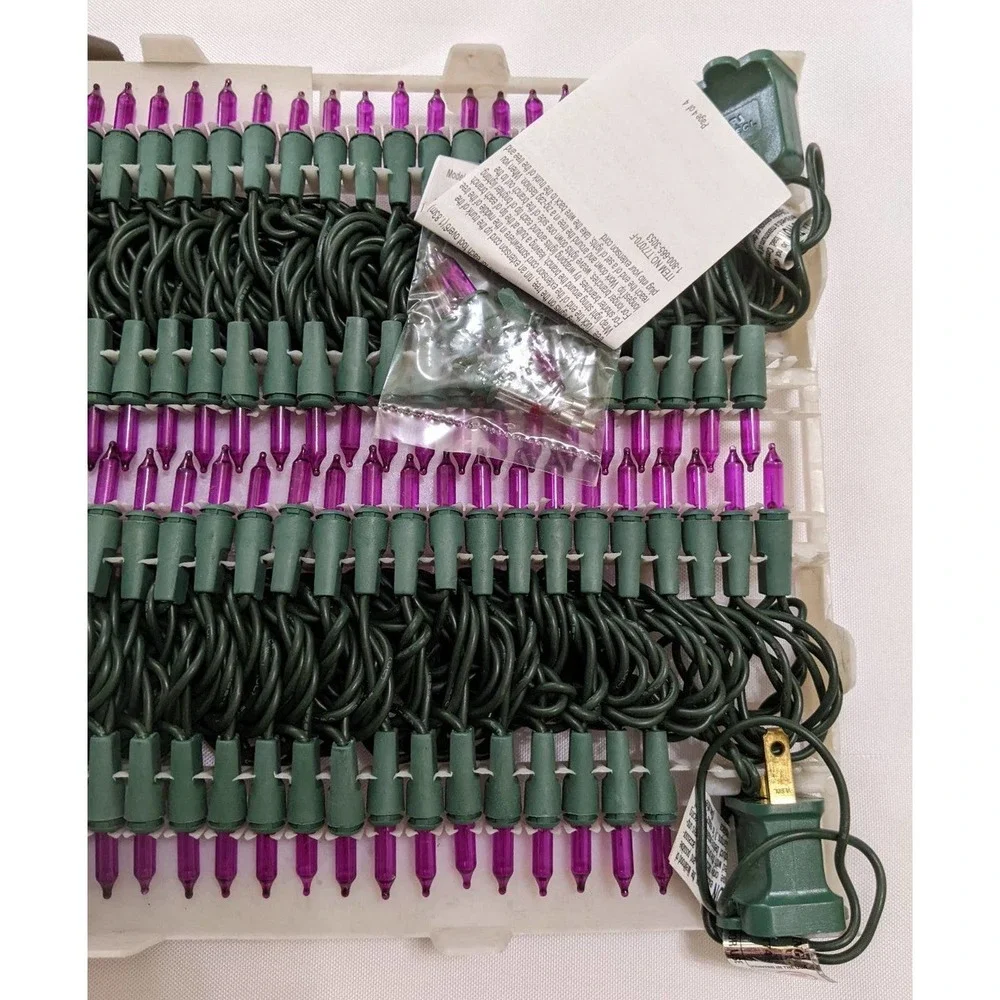 VINTAGE Mini Light Set Purple with Green Cord Halloween/Xmas Indoor/Outdoor 1999